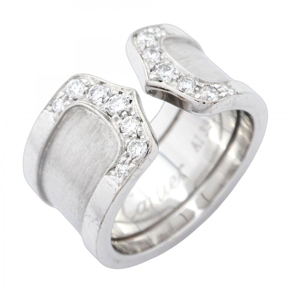 CARTIER 18k Silver Diamond 2C Ring #48 - Picture 1 of 10